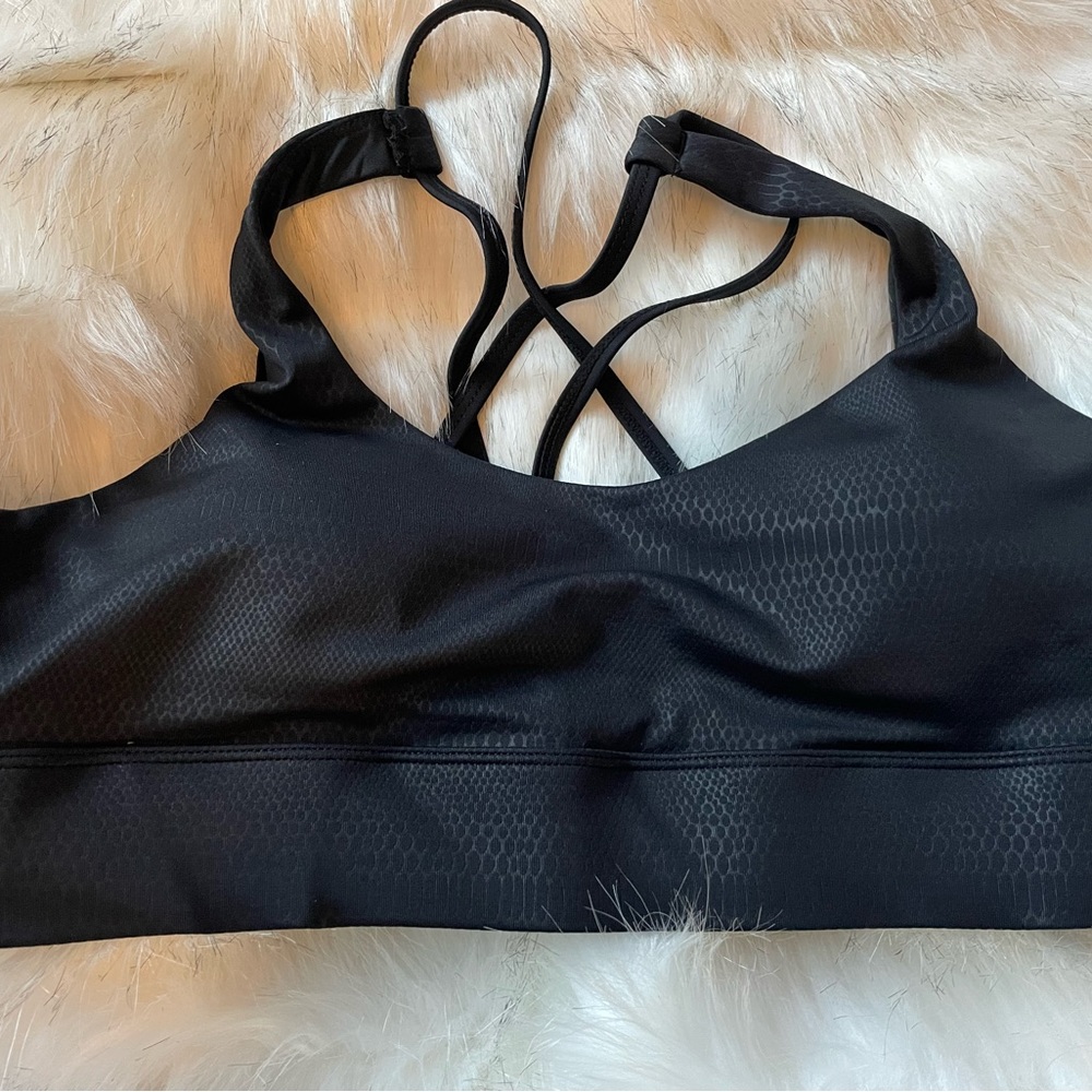 Zyia Light N Tight strappy bra - "Venom" black snake print sports bra